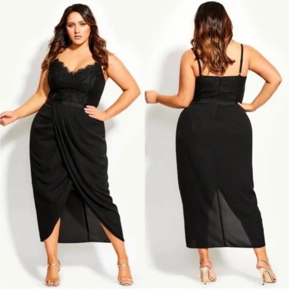 City Chic Elegant Black Maxi Dress